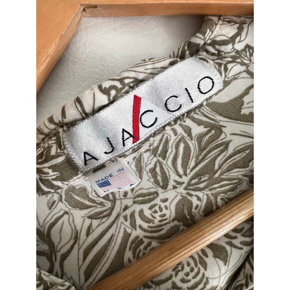 Ajaccio vintage button down shirt floral M-L neutral Novelty cottagecore - Picture 3 of 7